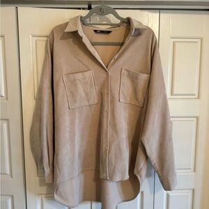 Zara beige oversized button down